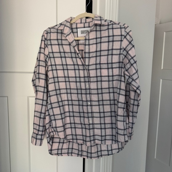 Grayson Tops - Grayson The Hero Pink Gray Plaid Flannel Button Down Shirt